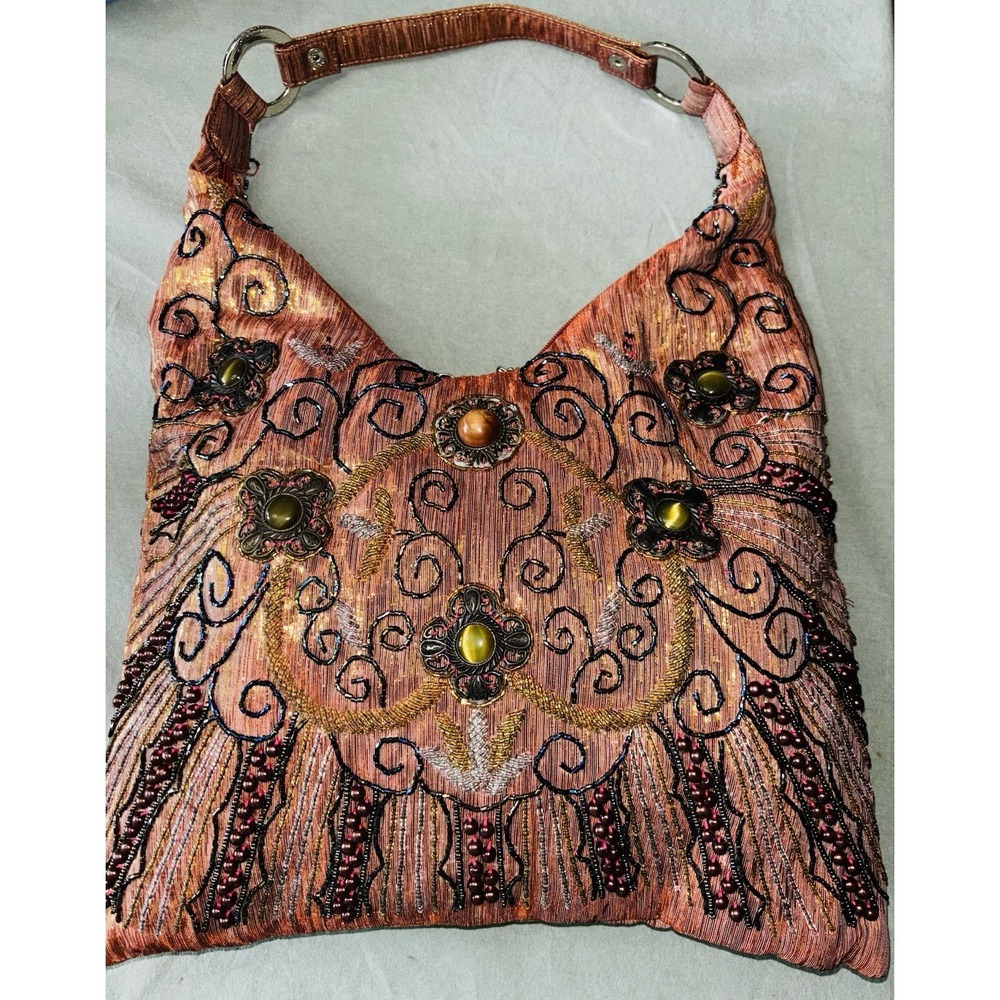 Nicole Lee Beaded Purse  New Condition Copper/Peach Color P#24